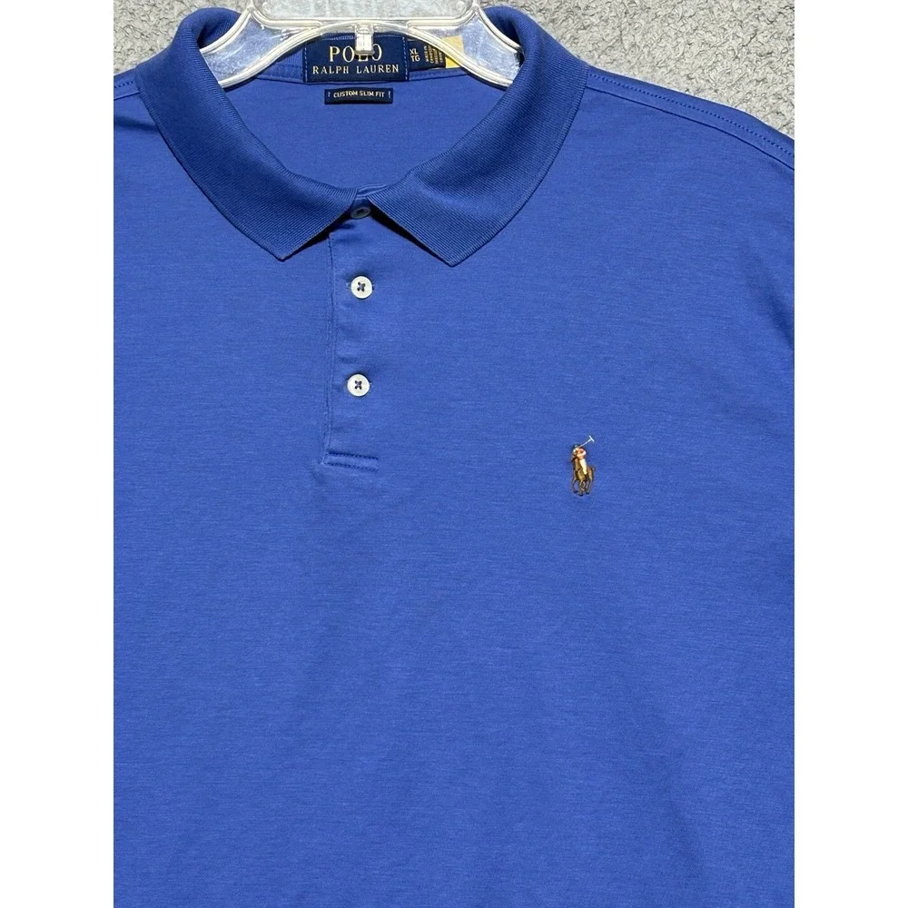 Polo Ralph Lauren Polo Shirt Mens XL Blue Classic Fit Flesh Pony‎ Casual Modern